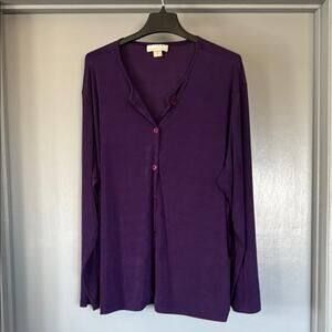 Studio Works Woman Purple Lightweight Button Front Cardigan Long Sleeves sz 3X